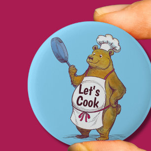Badge Rond 5 Cm Cute Bear Cuisine, Cuisinons le cadeau Chefs