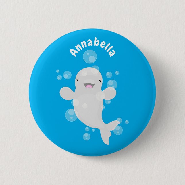 Badge Rond 5 Cm Cute beluga whale bubbles cartoon illustration (Devant)