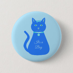 Badge Rond 5 Cm Cute Blue Baby Boy Chat Personnalisé Genre Reveill