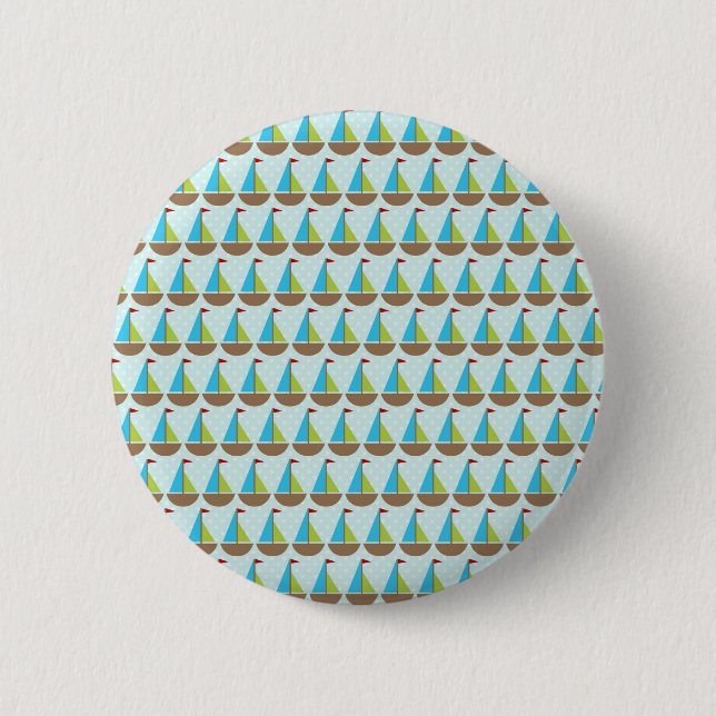 Badge Rond 5 Cm Cute Blue Sailboat Design pour les garçons (Devant)