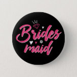 Badge Rond 5 Cm Cute Bridesmaid Pink Calligraphy Script Font<br><div class="desc">Vintage cursive calligraphy script font design for engagement party, rehearsal dinner, bridal shower or bachelorette party. Matching wedding merchandise for the bride, her family and friends. Bright pink color for a fun night out with the bride, maid of honor, bridesmaid, bestfriends and the whole wedding crew. Celebrate being engaged and...</div>