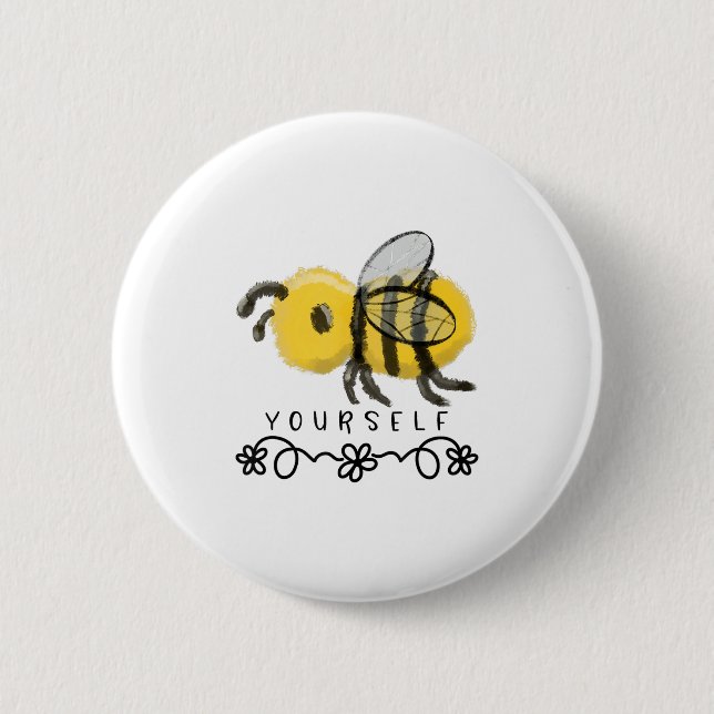 Badge Rond 5 Cm Cute Bumblebee Bee Yourself  (Devant)