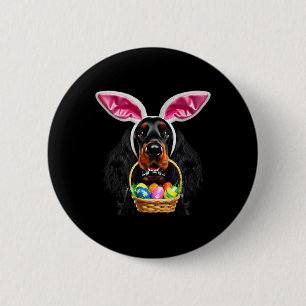Badge Rond 5 Cm Cute Bunny Ears Gordon Setter Chien Chasse d'oeufs