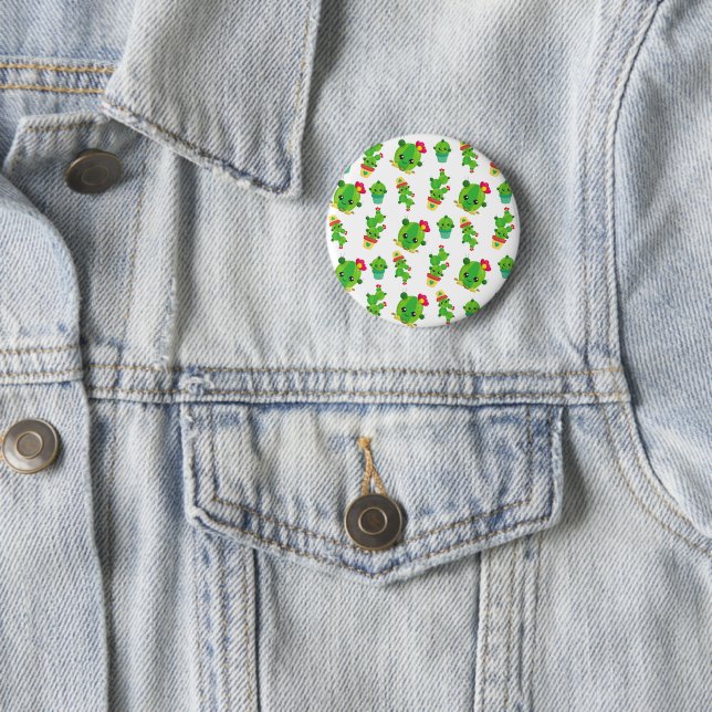 Badge Rond 5 Cm Cute Cactus, Green Cactus, Motif Cactus (En situation)