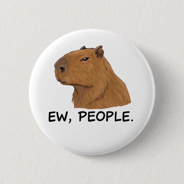 Badge Rond 5 Cm Cute Capybara Ironic Anti Social Mood Funny Quote (Devant)