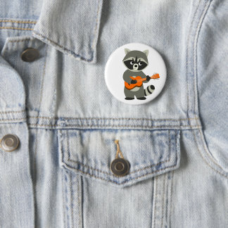 Badge Rond 5 Cm Cute Cartoon Raccoon Jouer de la guitare