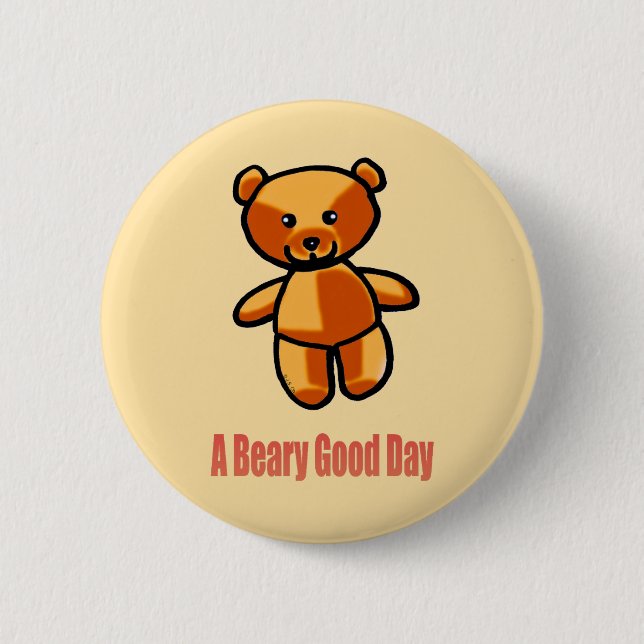 Badge Rond 5 Cm Cute Cartoon Teddy Bear Pun Illustration (Devant)