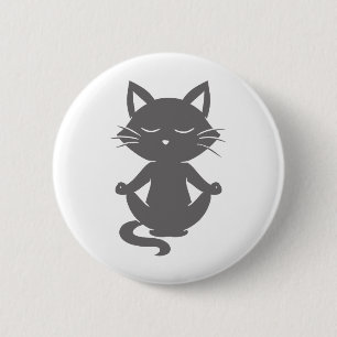 Badge Rond 5 Cm Cute cat in meditation - Choose background color
