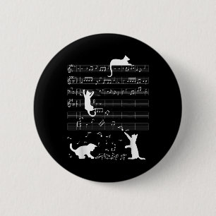 Badge Rond 5 Cm Cute Cat Kitty Jouer Musique Clef Piano Musicien A