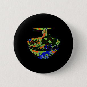 Badge Rond 5 Cm Cute Cat Ramen Noodle Bowl Nouilles épicées Tie Dy
