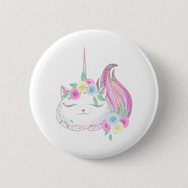 Badge Rond 5 Cm Cute Caticorn (Devant)