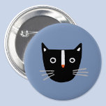 Badge Rond 5 Cm Cute chat<br><div class="desc">Un adorable chat noir et blanc sur un arrière - plan bleu moyen. Art original de Nic Squirrell.</div>