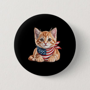 Badge Rond 5 Cm Cute Chat été Drapeau nous commémorer jour