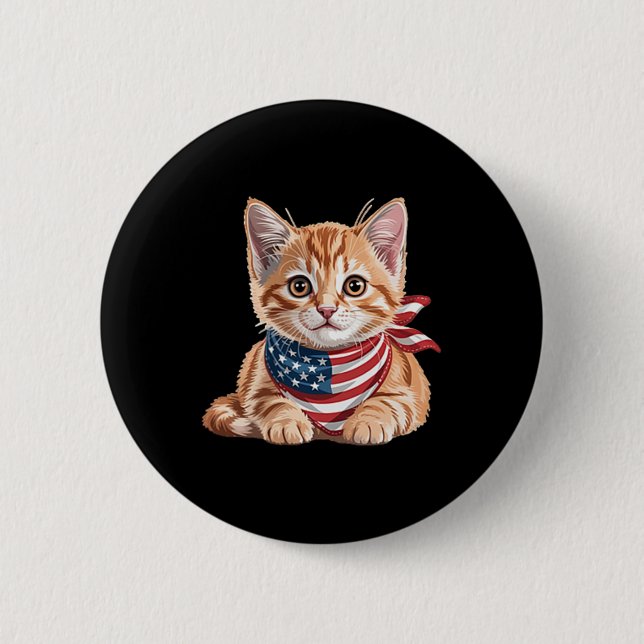 Badge Rond 5 Cm Cute Chat été Drapeau nous commémorer jour (Devant)