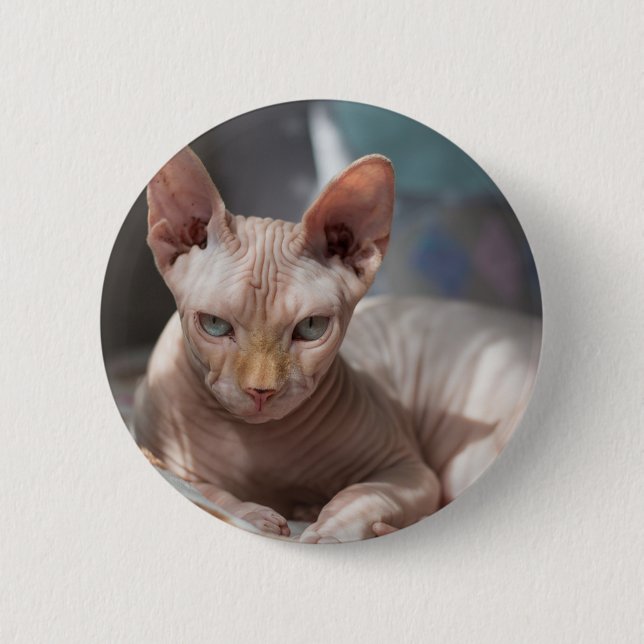 Badge Rond 5 Cm Cute Chat Lounge sans fourrure (Devant)