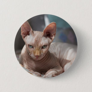 Badge Rond 5 Cm Cute Chat Lounge sans fourrure