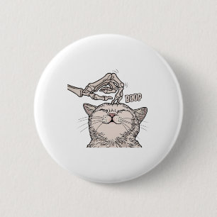 Badge Rond 5 Cm Cute Chat Squelette Halloween Femme Animaux de com