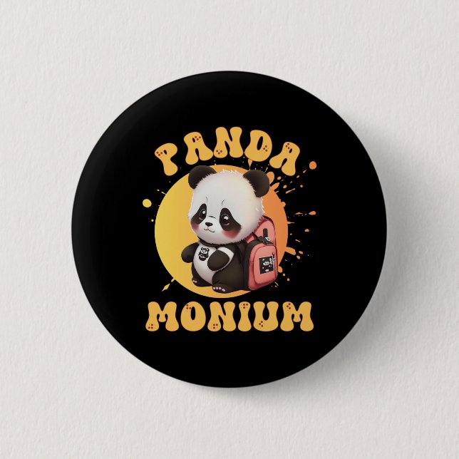 Badge Rond 5 Cm Cute Chibi Kawaii Panda Name School Year On Back B (Devant)