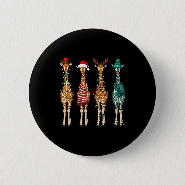 Badge Rond 5 Cm Cute Christmas Giraffe Funny Animal Lover Gift Kid (Devant)