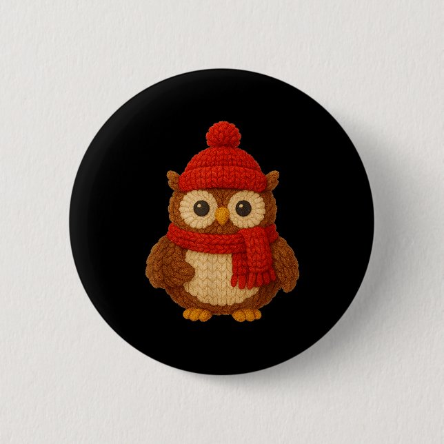 Badge Rond 5 Cm Cute Christmas Owl Winter Snow  (Devant)