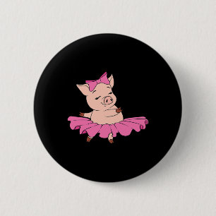 Badge Rond 5 Cm Cute Cochon Agriculture Pink Danseuse Interprète B