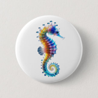 Badge Rond 5 Cm Cute Colorful Seahorses