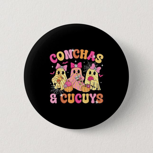 Badge Rond 5 Cm Cute Conchas And Cucuys Ghost Funny Mexican Hallow (Devant)