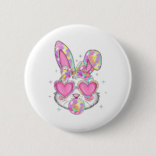Badge Rond 5 Cm Cute Coquette Bow Jour de Pâques Lapin Oreille Gir