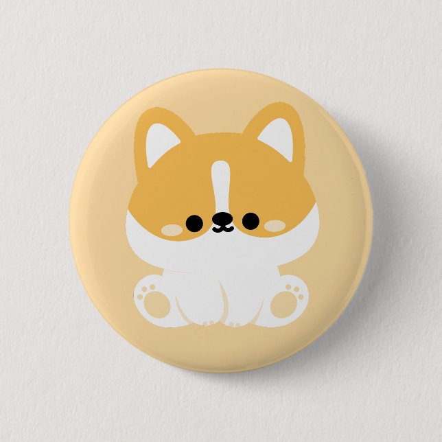 Badge Rond 5 Cm Cute Corgi (Devant)
