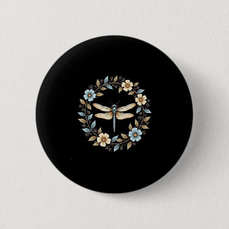 Badge Rond 5 Cm Cute Cottagecore Floral Dragonfly Aesthetic Girls 