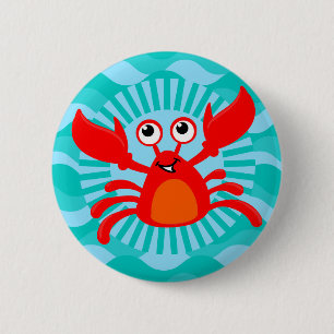 Badge Rond 5 Cm Cute Crab