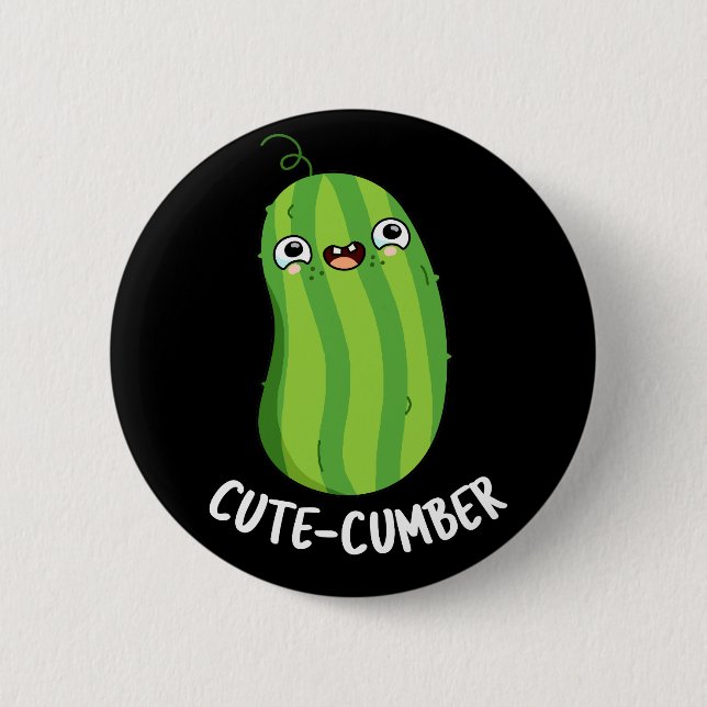 Badge Rond 5 Cm Cute-cumber Funny Concombre Veggie Pun Dark BG (Devant)
