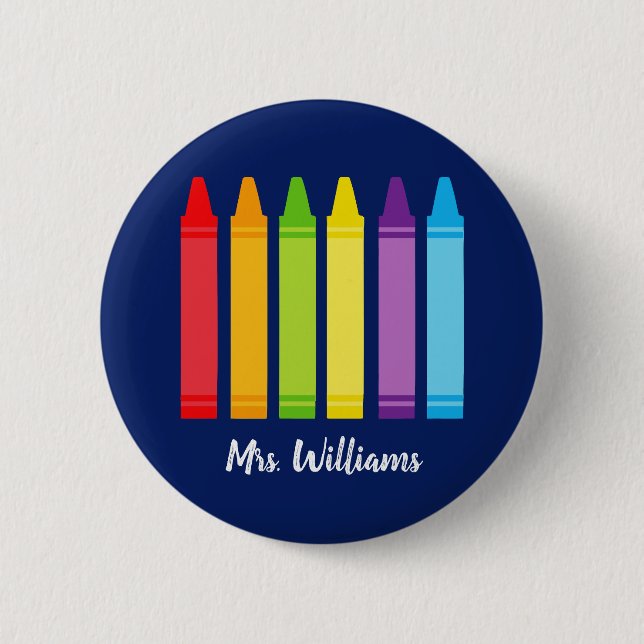 Badge Rond 5 Cm Cute Custom Kindergarten School Teacher Crayon (Devant)