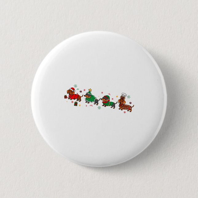 Badge Rond 5 Cm Cute Dachshund Christmas Parade Christmas  (Devant)