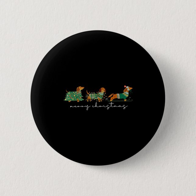 Badge Rond 5 Cm Cute Dachshund Merry Christmas Weiner Dog Lover Xm (Devant)
