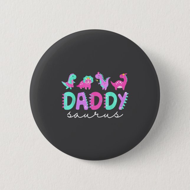 Badge Rond 5 Cm Cute Daddy Saurus Dad Dinosaur Birthday Boy Girl F (Devant)