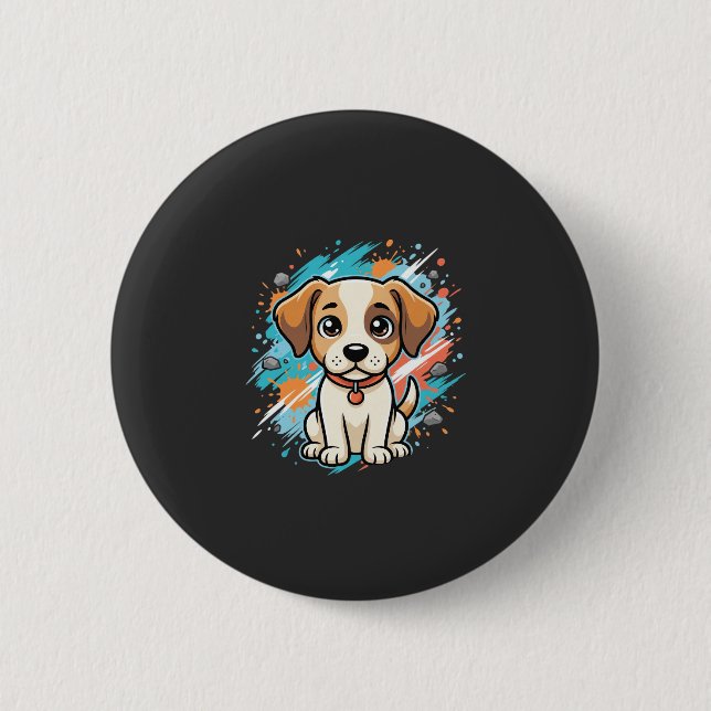 Badge Rond 5 Cm Cute Dog Paint Splash Vector Art_1 (Devant)