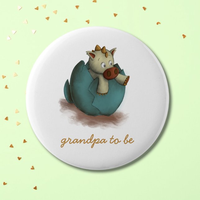 Badge Rond 5 Cm Cute Dragon Hatching Grand-père à venir (Créateur téléchargé)