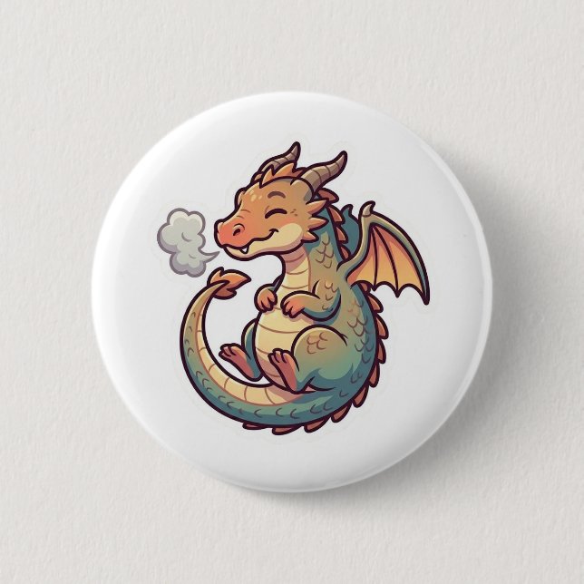 Badge Rond 5 Cm Cute Dragon Zodiaque (Devant)