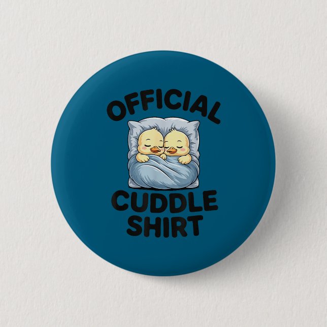 Badge Rond 5 Cm Cute Duck Couple Snuggle Cuddle  (Devant)