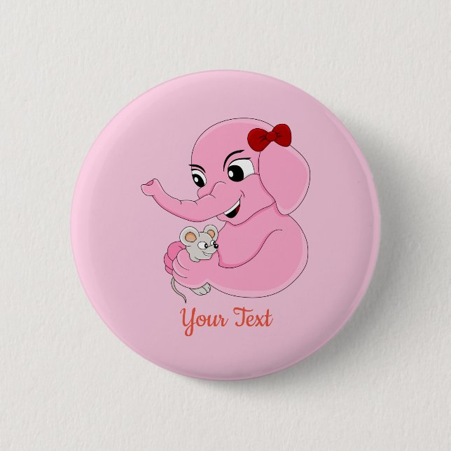 Badge Rond 5 Cm Cute elephant girl cartoon button (Devant)