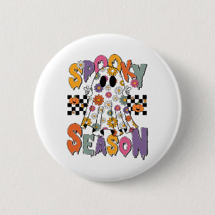 Badge Rond 5 Cm Cute Fantôme Floral Halloween Fantôme Saison Éffra