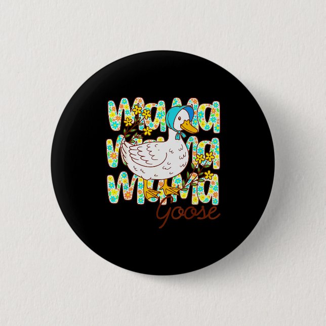 Badge Rond 5 Cm Cute Floral Mama Goose Coquette Mother's Day Silly (Devant)