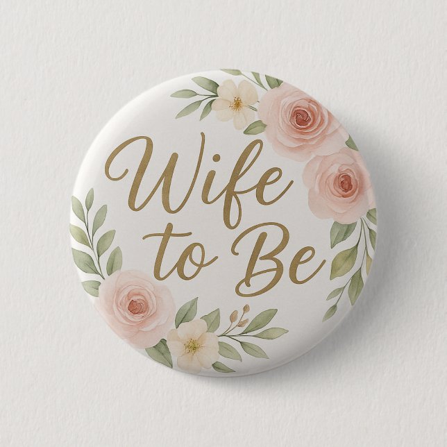 Badge Rond 5 Cm Cute Floral Wife to Be  (Devant)