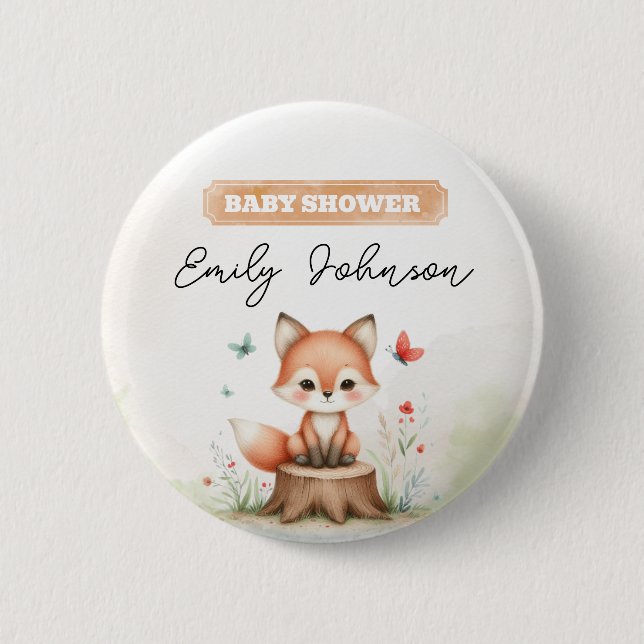 Badge Rond 5 Cm Cute fox baby shower  (Devant)