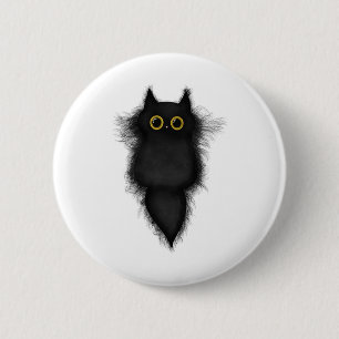 Badge Rond 5 Cm Cute Funny Chat Noir Yellow Yellow Eyes Amoureux d