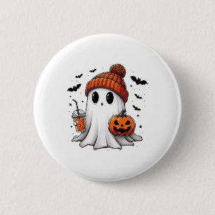 Badge Rond 5 Cm Cute Ghost Boire Café Halloween Ghost Café
