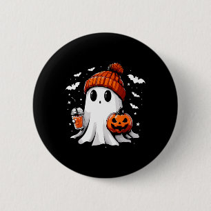 Badge Rond 5 Cm Cute Ghost Boire Café Halloween Ghost Café