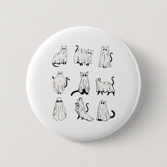 Badge Rond 5 Cm Cute Ghost Chat Funny Halloween Costumes (Devant)