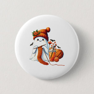 Badge Rond 5 Cm Cute Ghost Crochet Tricot Amateurs Halloween Café